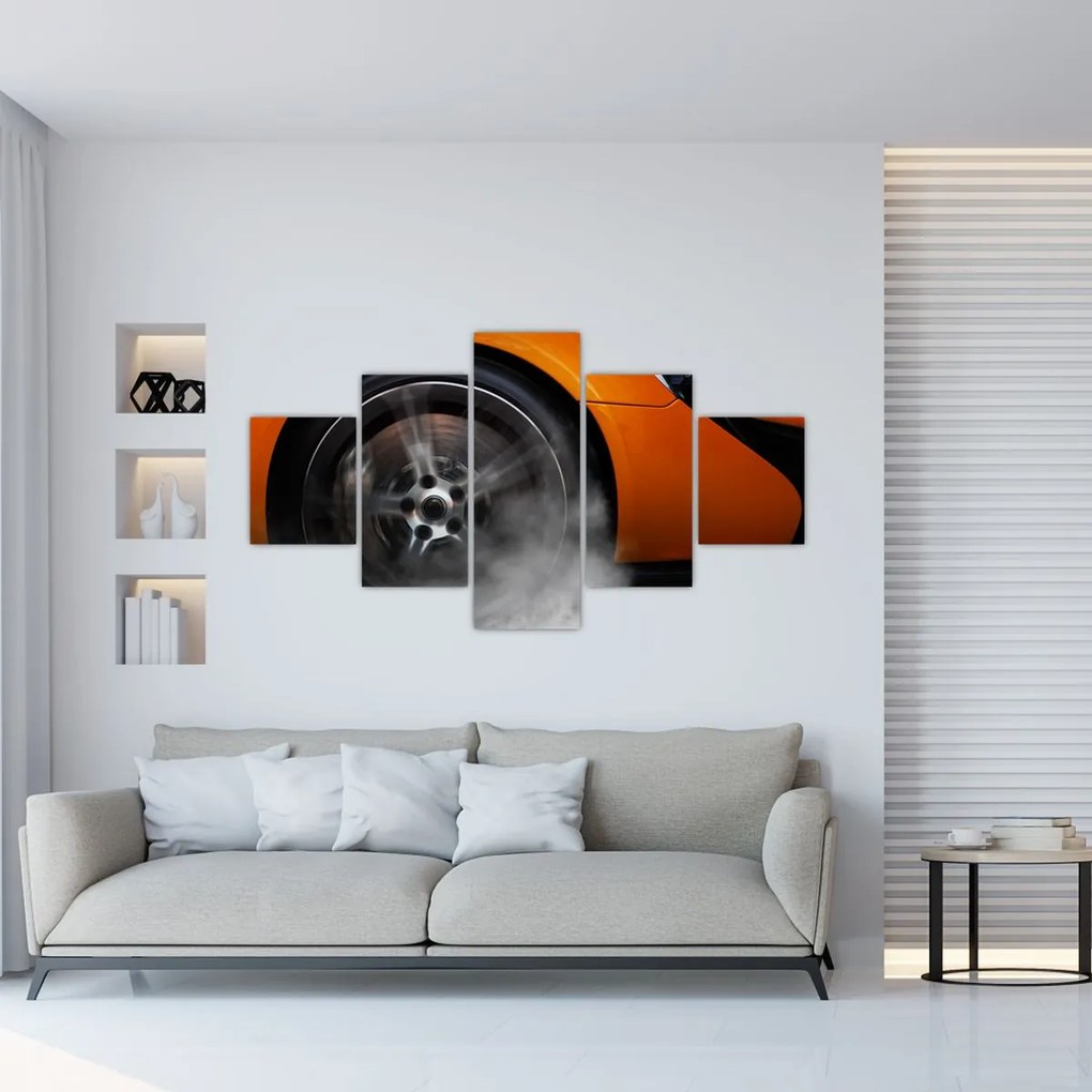 Obraz - Pomarańczowy samochód sportowy (125x70 cm)
