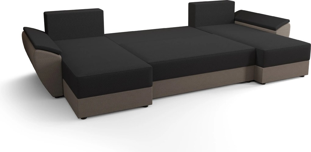Rozkładana sofa narożna w kształcie U TAVERO 321x140 cm, ciemnozielona