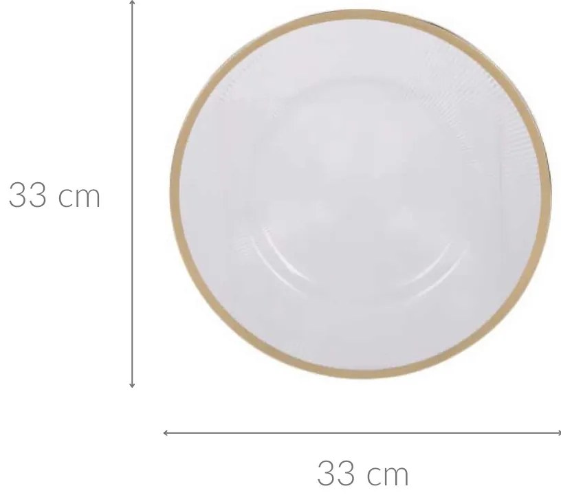 Transparentny podtalerz ze złotym dekorem, Ø 33 cm
