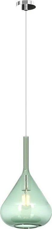 Nowoczesna lampa wisząca chromowany metal zielone szkło 1 żarówka E27 Kona