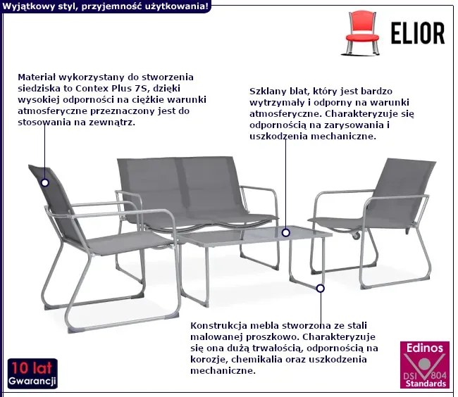 Czteroczęściowy zestaw wypoczynkowy w kolorze szarym - Lucy 4X