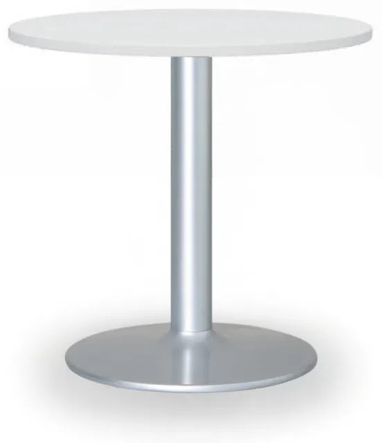 Stolik konferencyjny ZEUS II, średnica 60 cm, szara podstawa, biały