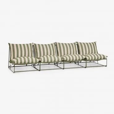 Modułowa Sofa Ogrodowa 4-częściowa Amaro Beż Tapioki - Głęboka Oliwkowa Zieleń - Sklum