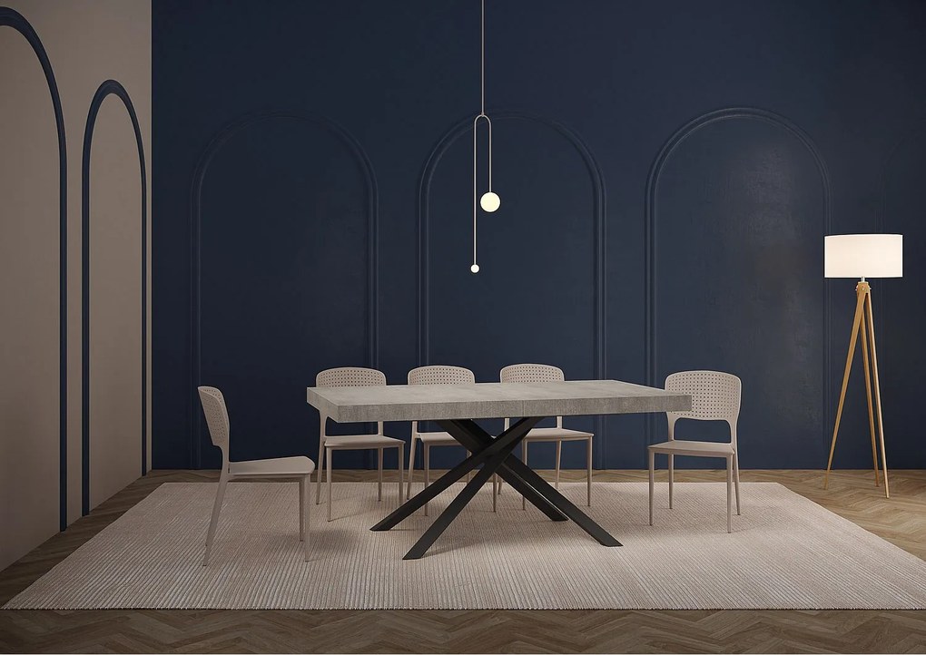 Stół rozkładany 160/264x90 cm Karida cementu nogi antracytowe