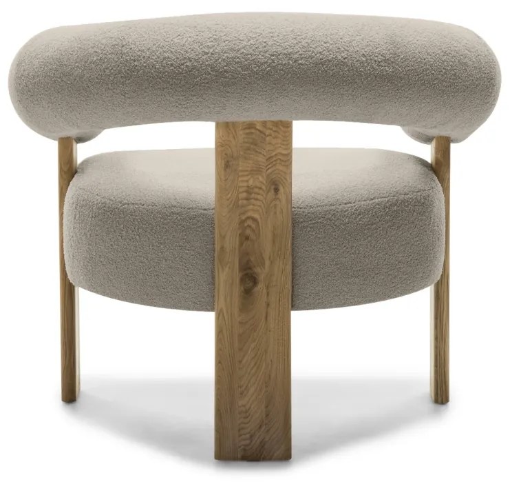 Beżowy designerski fotel KOKEI, dąb