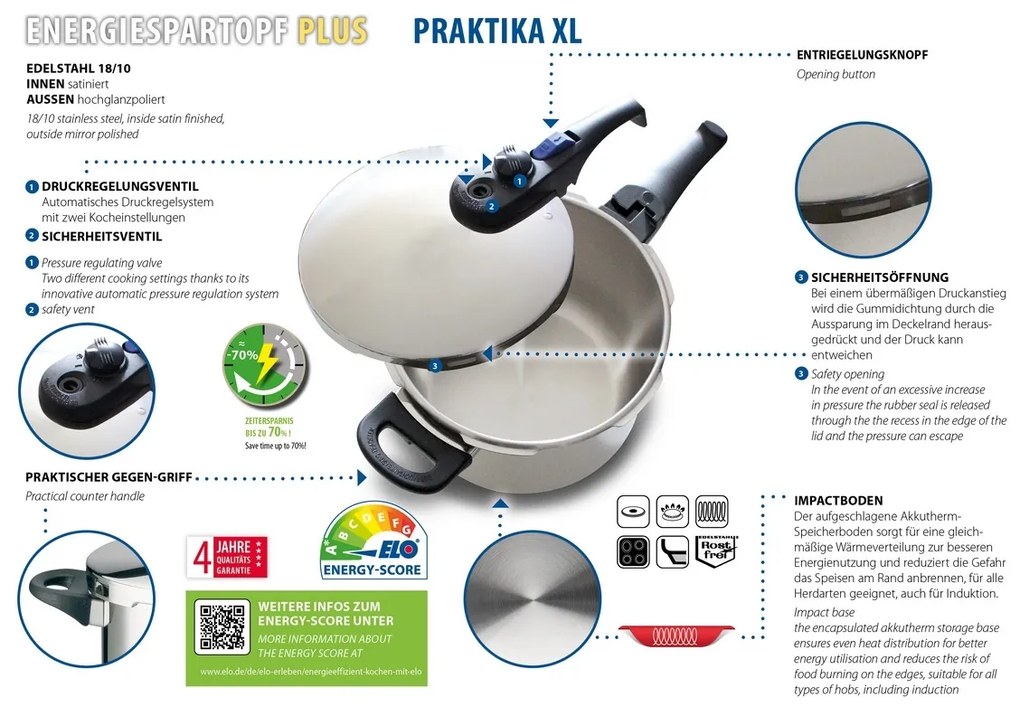 Elo 99285 5-częściowy zestaw szybkowarów PraktikaXL 6+3 l