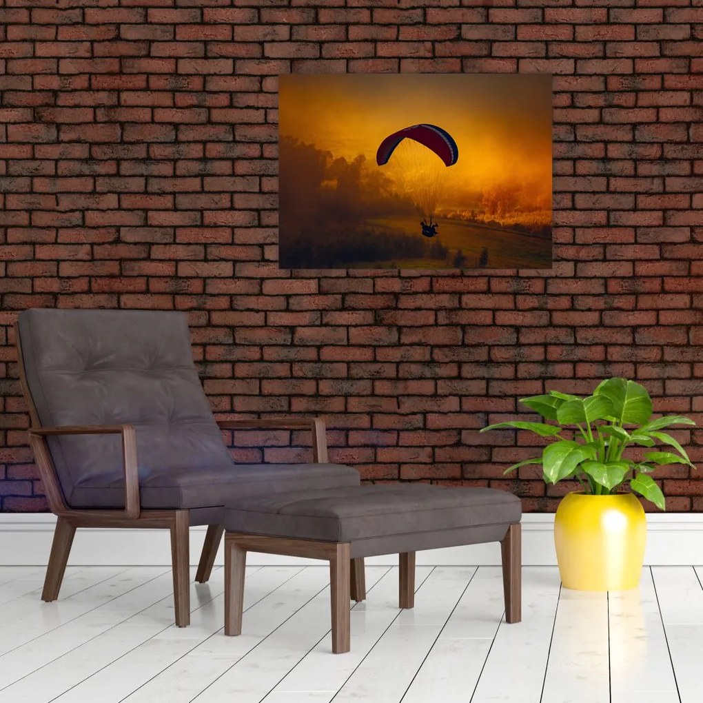 Obraz spadochroniarza o zachodzie słońca (70x50 cm)