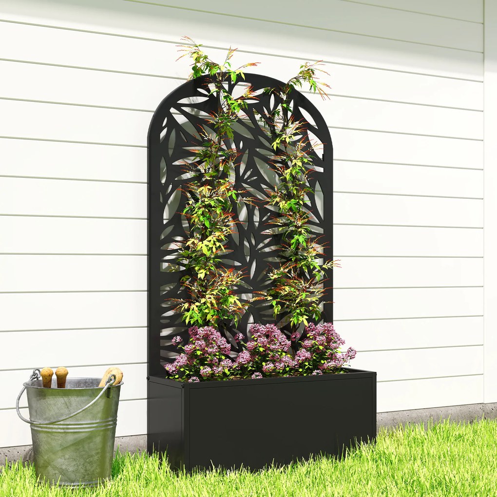 Outsunny podwyższona donica metalowa z kratą, montaż na ścianie lub donica stojąca z osłoną | Aosom PL