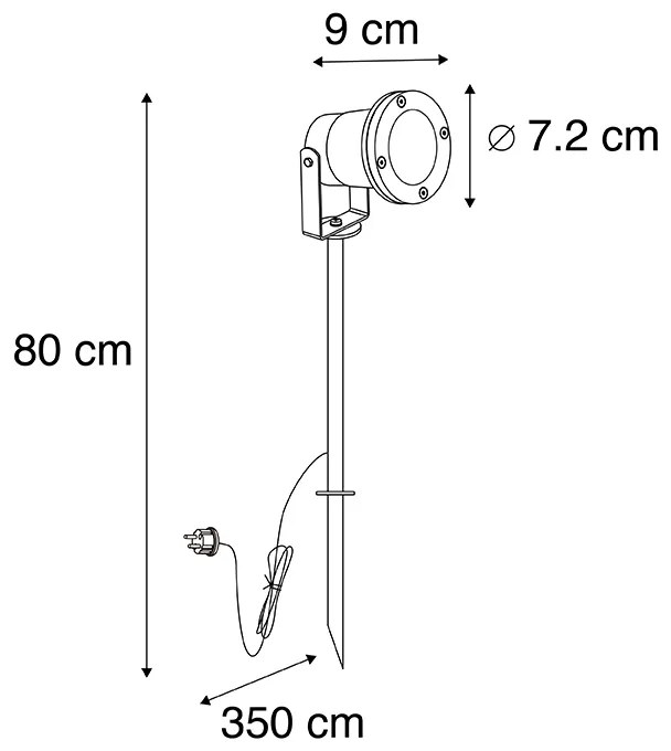 Zewnetrzna Kolec czarny 40 cm z kablem i wtyczką IP44 - Basic Nowoczesny Oswietlenie zewnetrzne