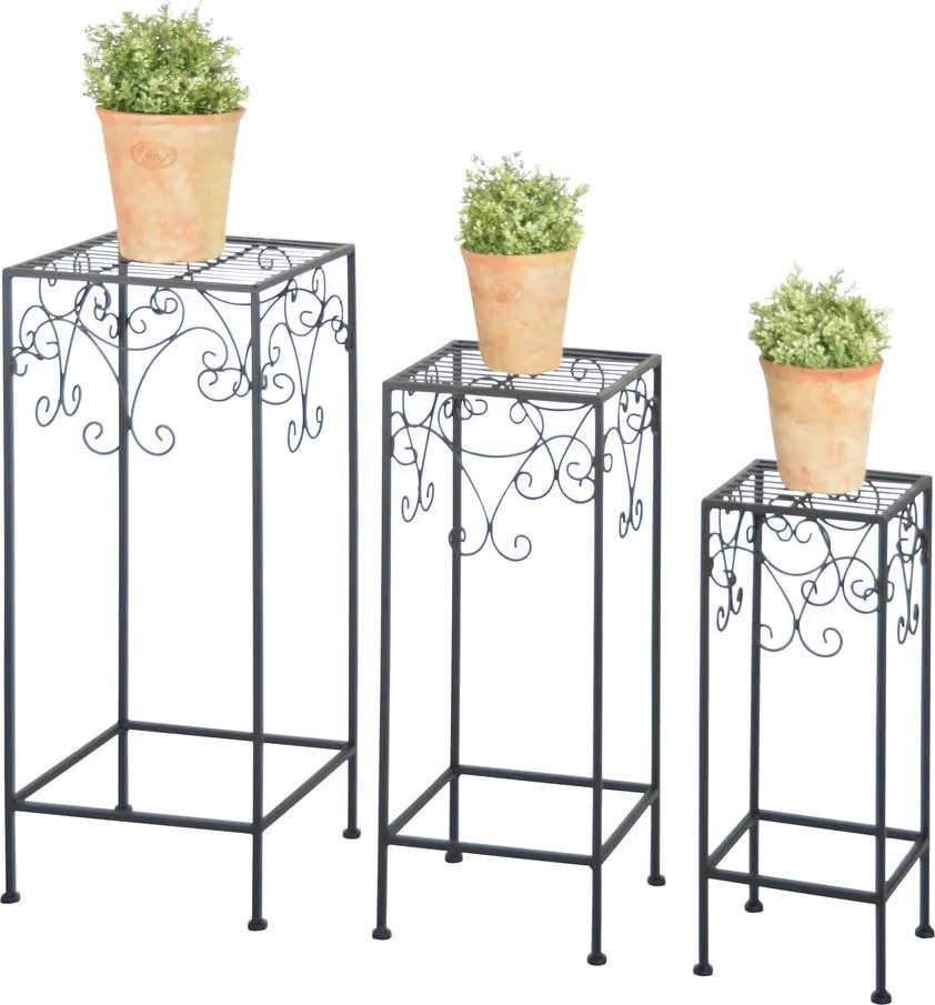 Zestaw 3 czarnych postumentów na doniczki z kwiatami Esschert Design