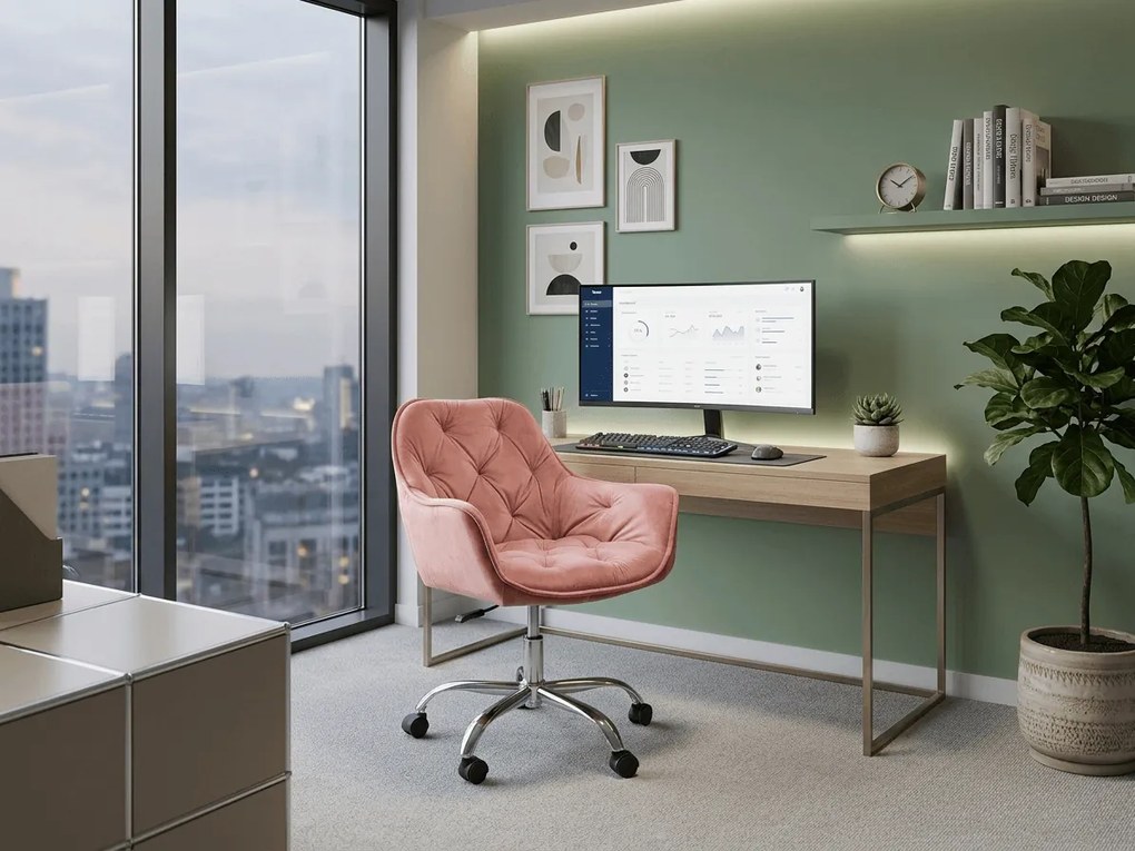 Fotel biurowy Q-190 VELVET, stary róż