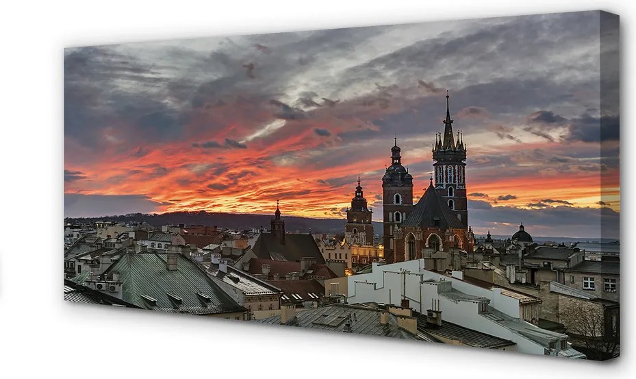 Obraz na płótnie Zachód Słońca nad Krakowem
