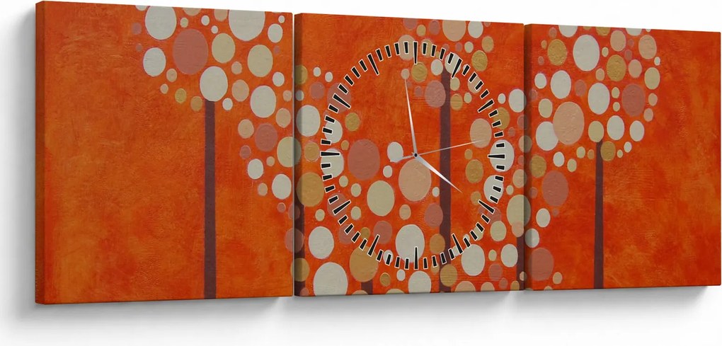 Obraz - Pomarańczowy las (z zegarem) (90x30 cm)