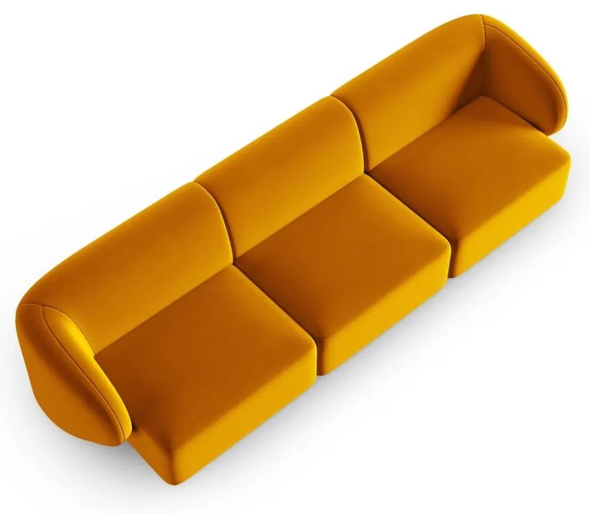 Musztardowa aksamitna sofa 266 cm Paolo – Milo Casa