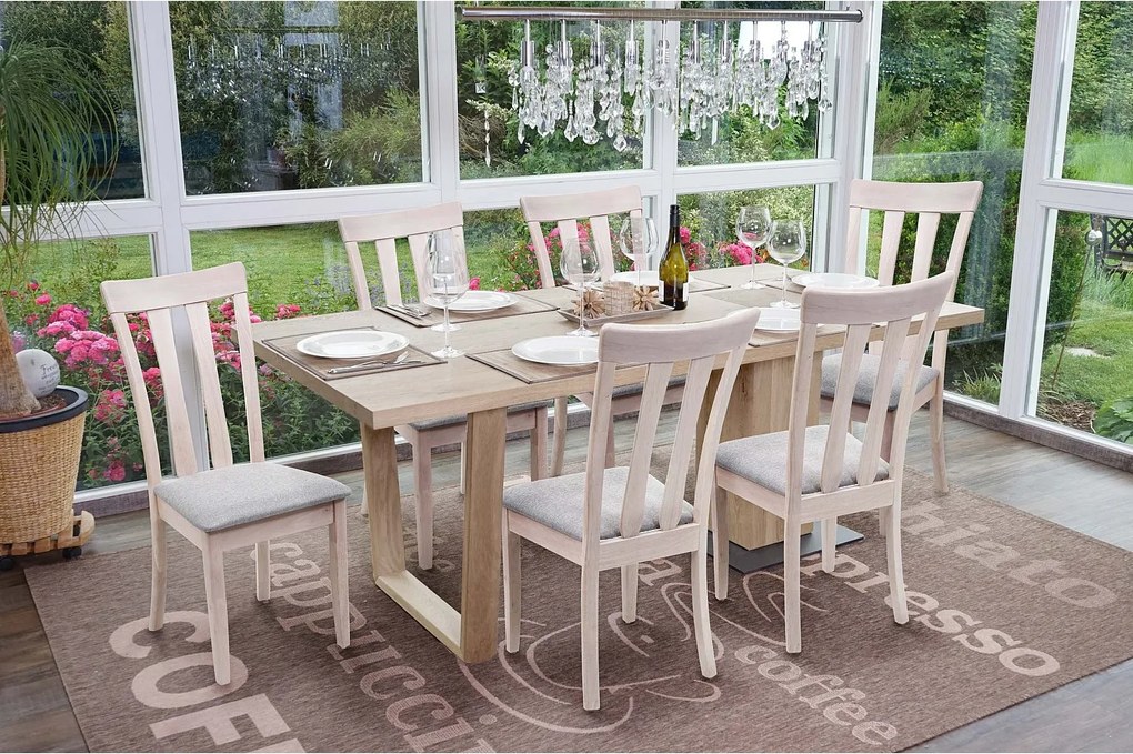 Krzesło do jadalni MCW-G46 (zestaw 6 sztuk),  jasna rama, szare