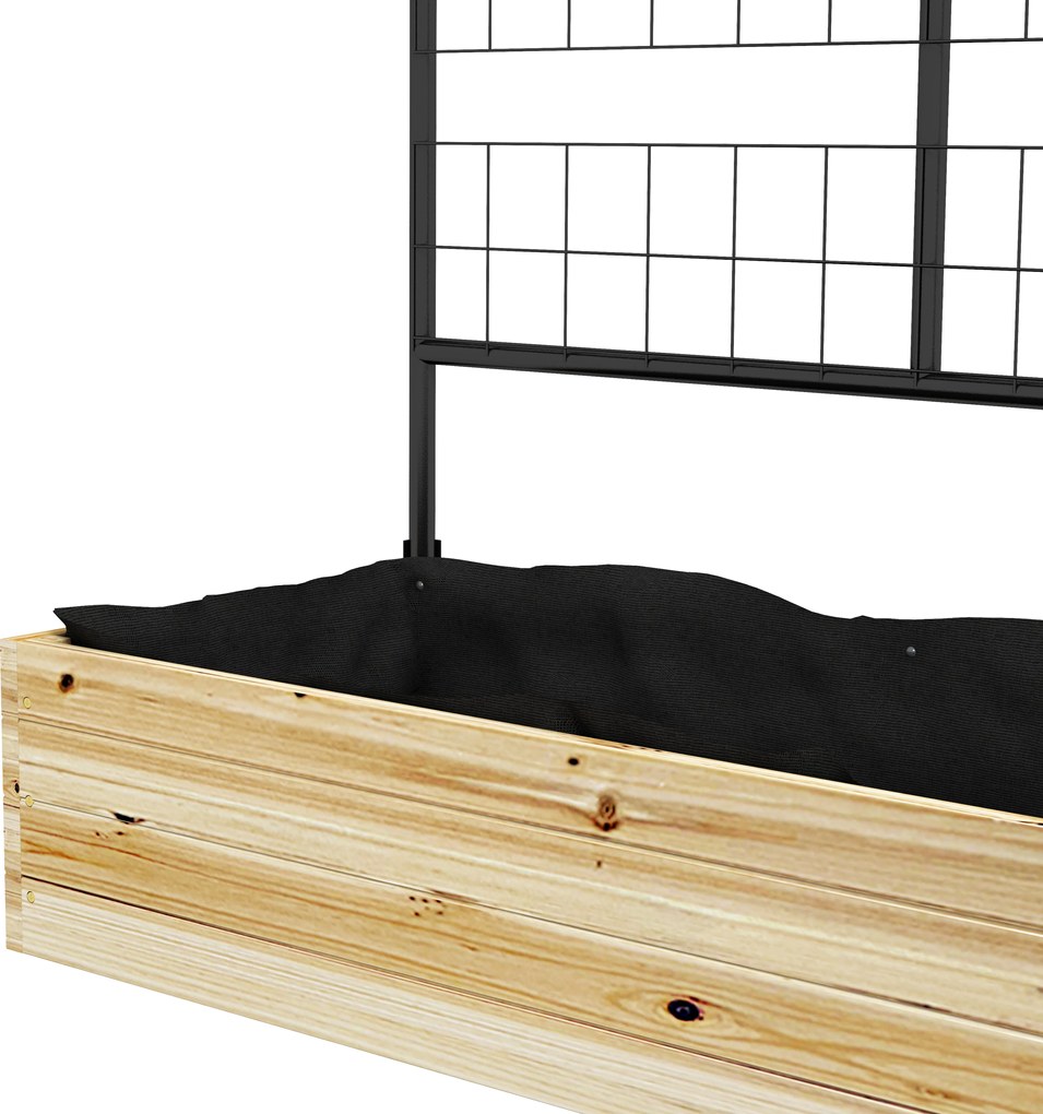 Outsunny Łóżko Ogrodowe Wysokie z Podporą Drewniana Skrzynia na Kwiaty Grządka Ziołowa Donica Naturalne Drewno 80x38x145cm | Aosom PL