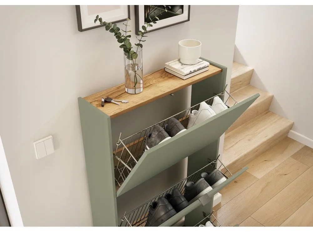 Szarobrązowo-naturalny zestaw do przedpokoju 101x200x22 cm Ameca – Germania