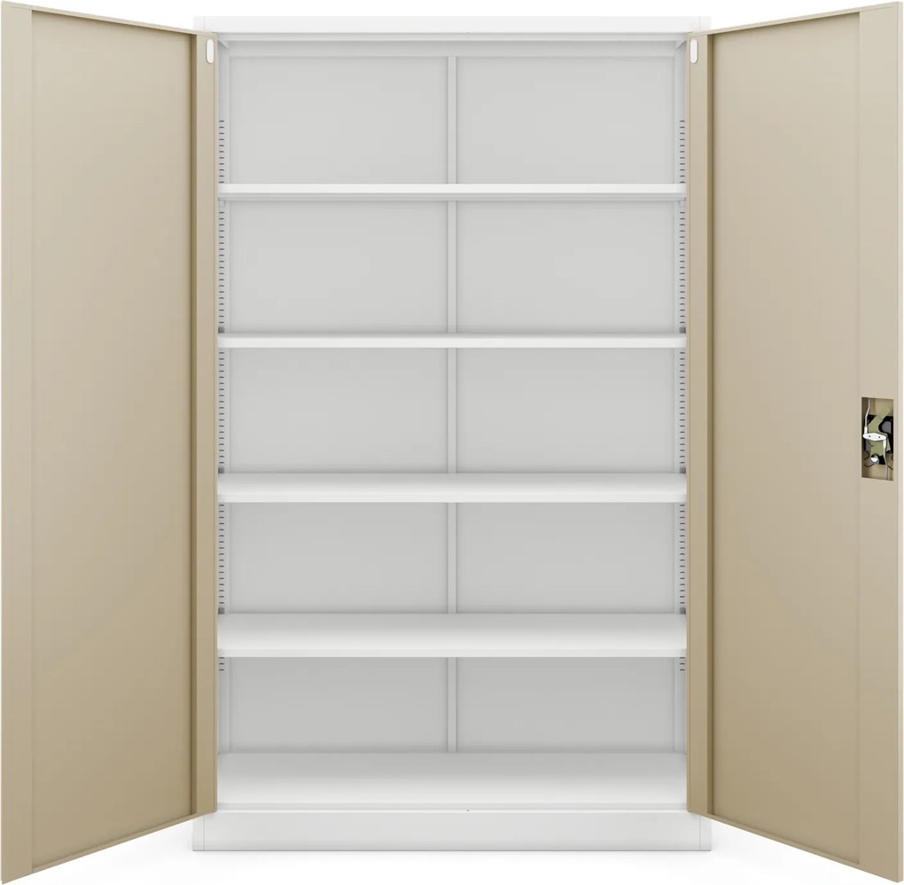 Szafa biurowa na akta szeroka Eco Design Jan II 115x40x185 cm, biały/dąb złoty