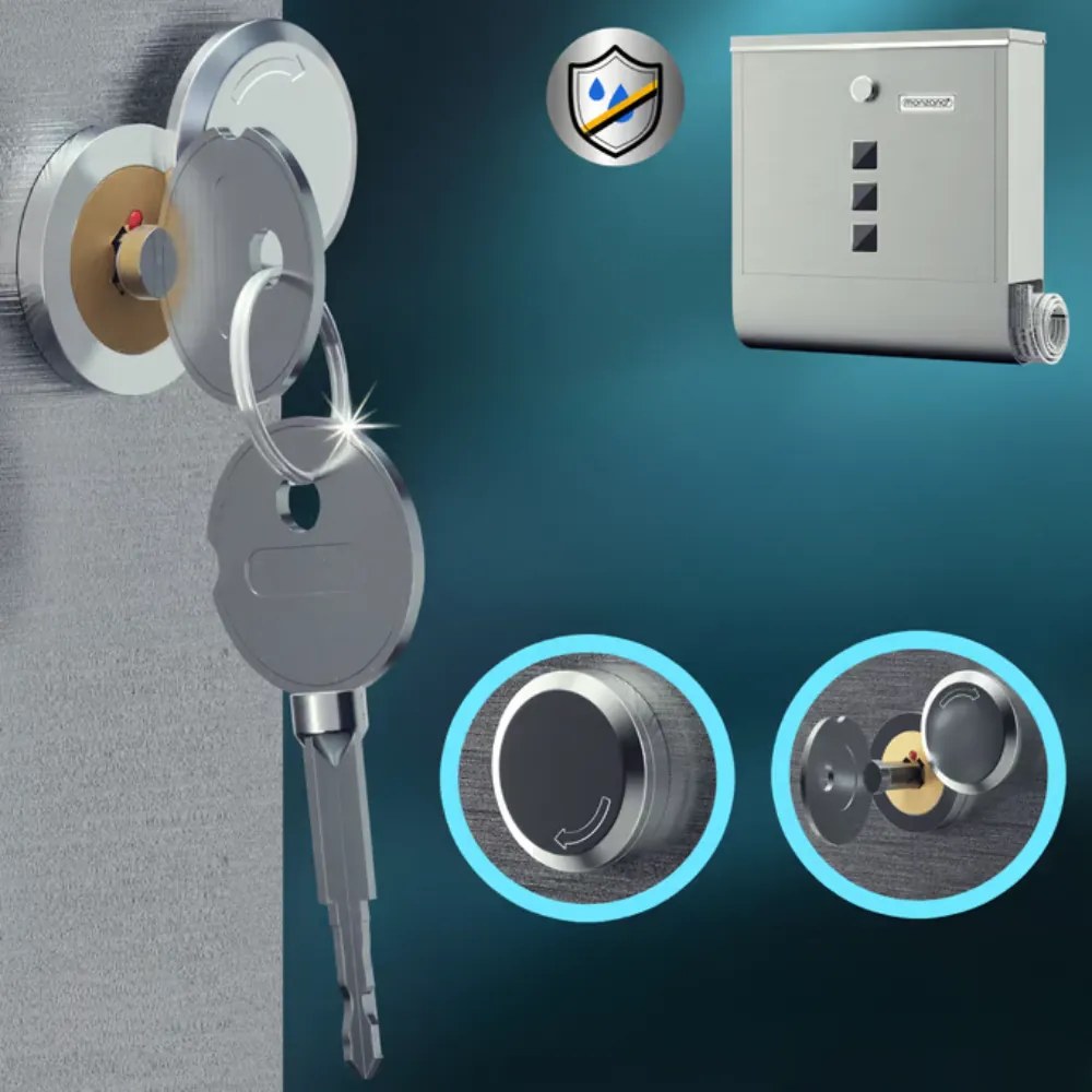 Skrzynka pocztowa z tubą na gazety POST, 30,5x10x33,5cm, srebrna Monzana