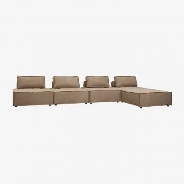 4-częściowa Modułowa Sofa I Pufa W Tkaninie Vermont Tkaniny Piaskowy Brąz - Sklum