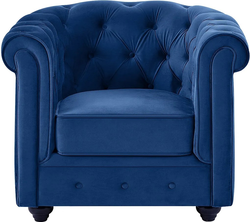 Fotel CHESTERFIELD - Welur w odcieniu niebieskim