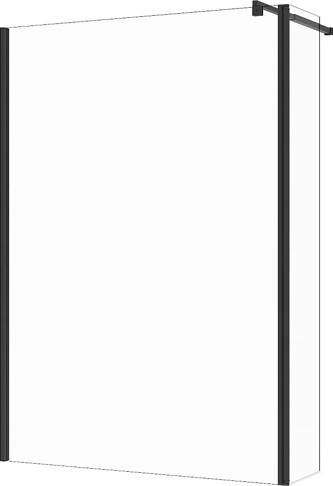 Kabina prysznicowa typu walk-in z drzwiami uchylnymi - Czarny mat - Szkło 6 mm - (140 + 40) x 200 cm - DAREN