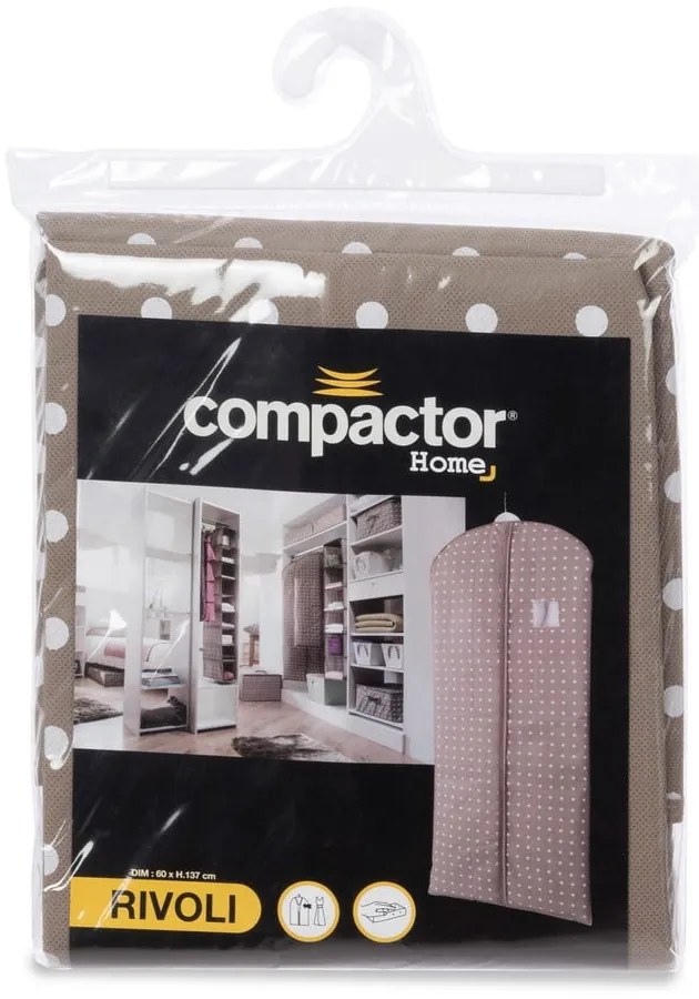 Beżowy pokrowiec na ubrania Compactor Dots, 137 cm
