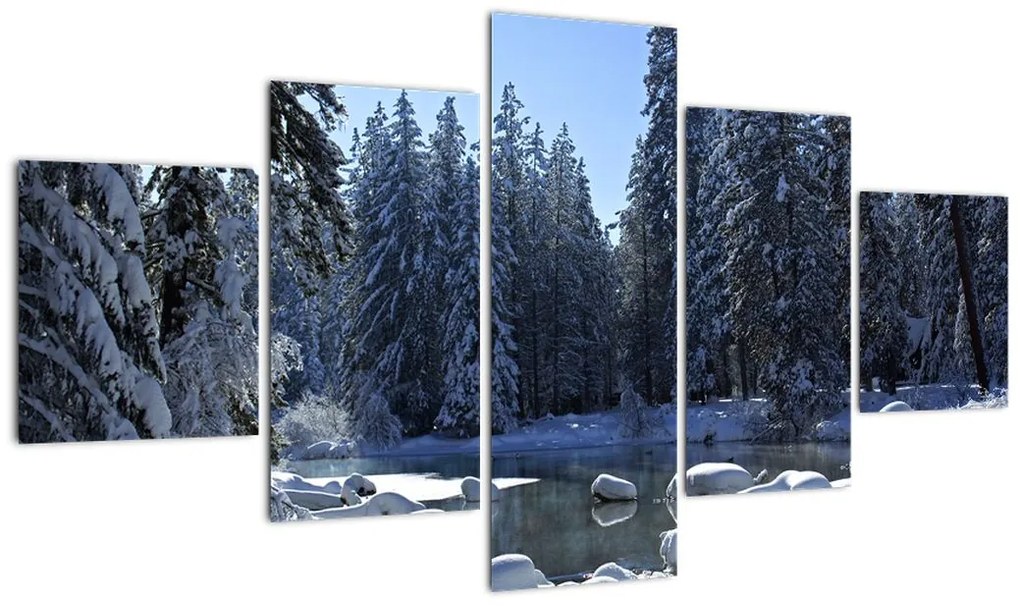 Obraz śnieżnego lasu (125x70 cm)