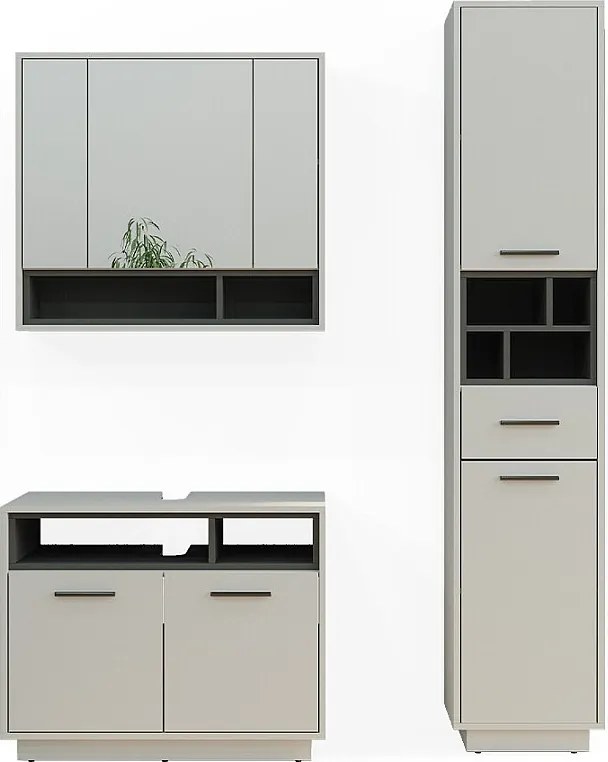 Zestaw mebli łazienkowych szary 80x40x64 beatrice