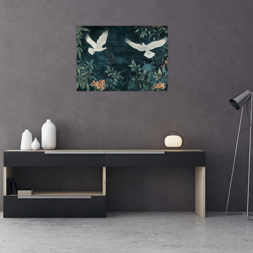 Obraz na szkle - Dwa gołębie (70x50 cm)