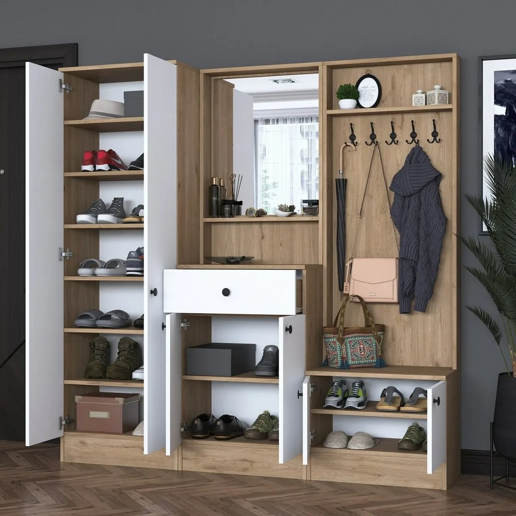 Zestaw do przedpokoju Pome White and Walnut II