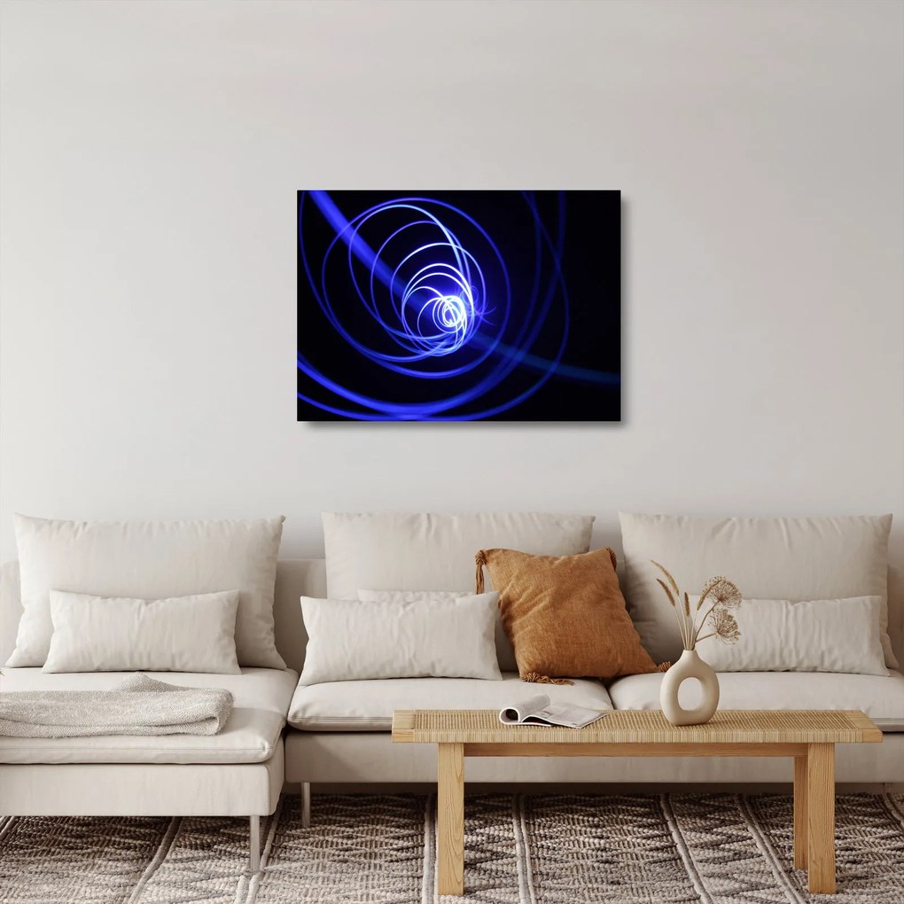 Obraz na szkle - niebieskie spirale (70x50 cm)