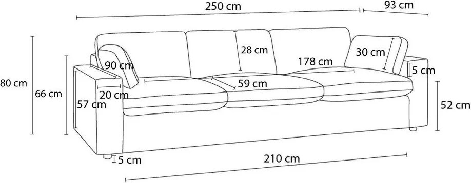Różowa sofa 250 cm Belair – Bobochic Paris