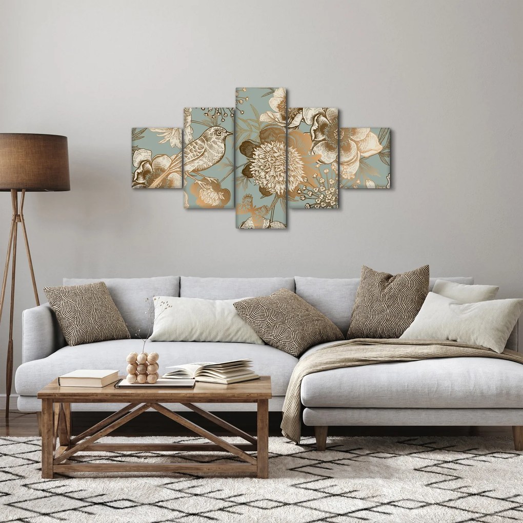 Obraz - Ogród z ptakiem (125x70 cm)
