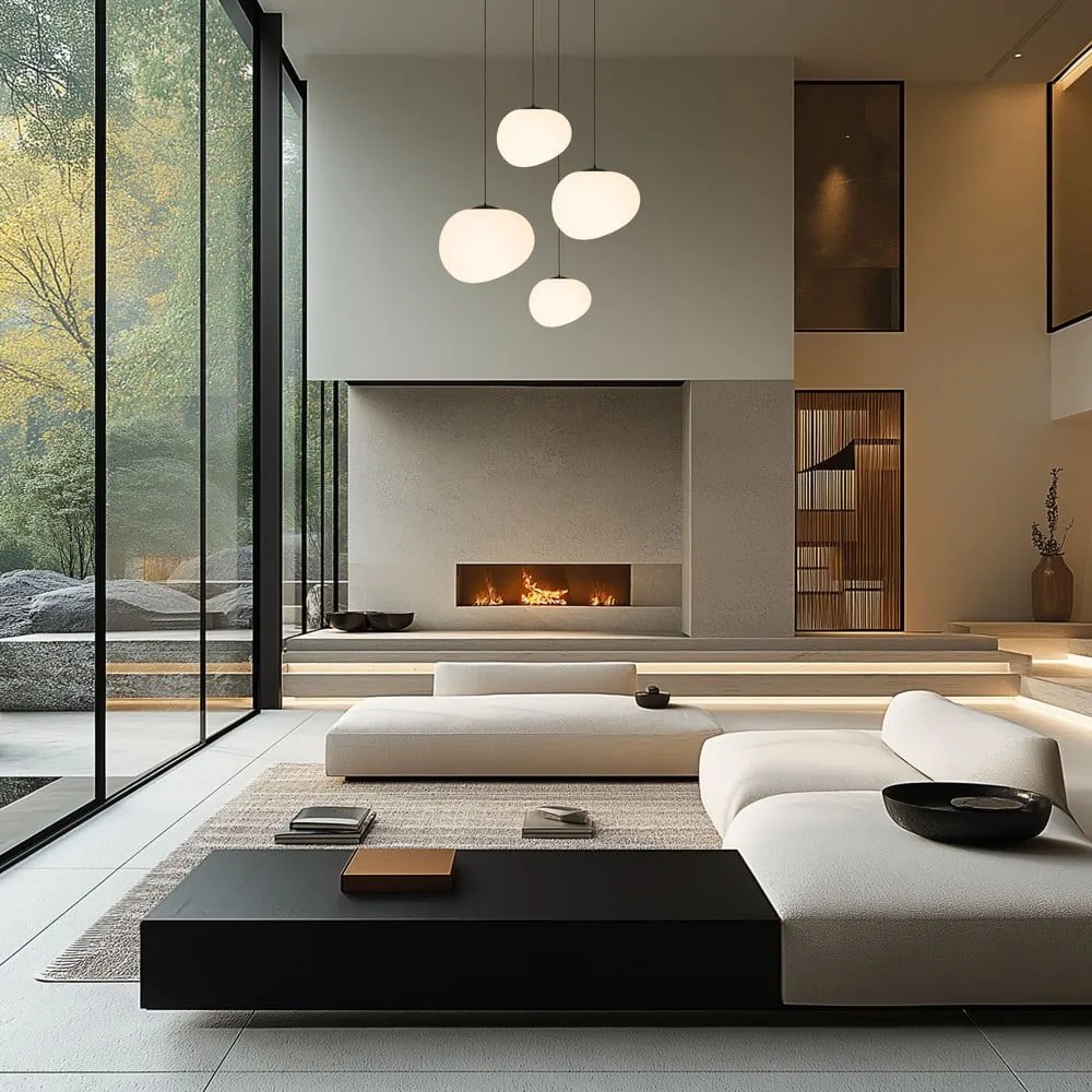 Czarno-biała lampa wisząca Stones – Candellux Lighting