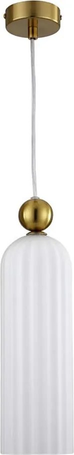 Lampa wisząca na przewodzie PIEGA 1xE14/40W/230V mosiądz/biały