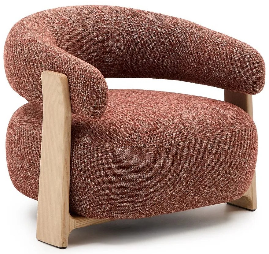 Fotel z tkaniny szenilowej w kolorze terakoty Granite – Kave Home