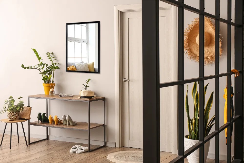 Lustro dekoracyjne prostokątne czarna ramka 100x70 cm Czarny