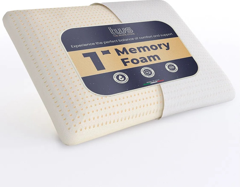 The White Stone Poduszka z pianki memory 40×70 cm, wys. 11 cm, ortopedyczna, hipoalergiczna i oddychająca
