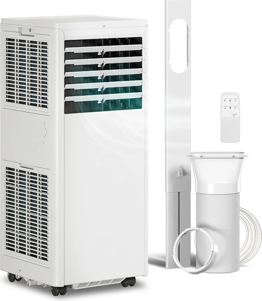 HOMCOM Przenośny klimatyzator 7000 BTU, 4-w-1 z funkcją chłodzenia, osuszania, wentylacji i trybem nocnym | Aosom PL