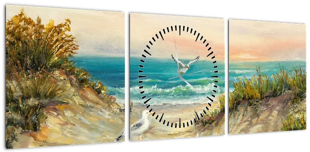Obraz - Piaszczysta plaża (z zegarem) (90x30 cm)