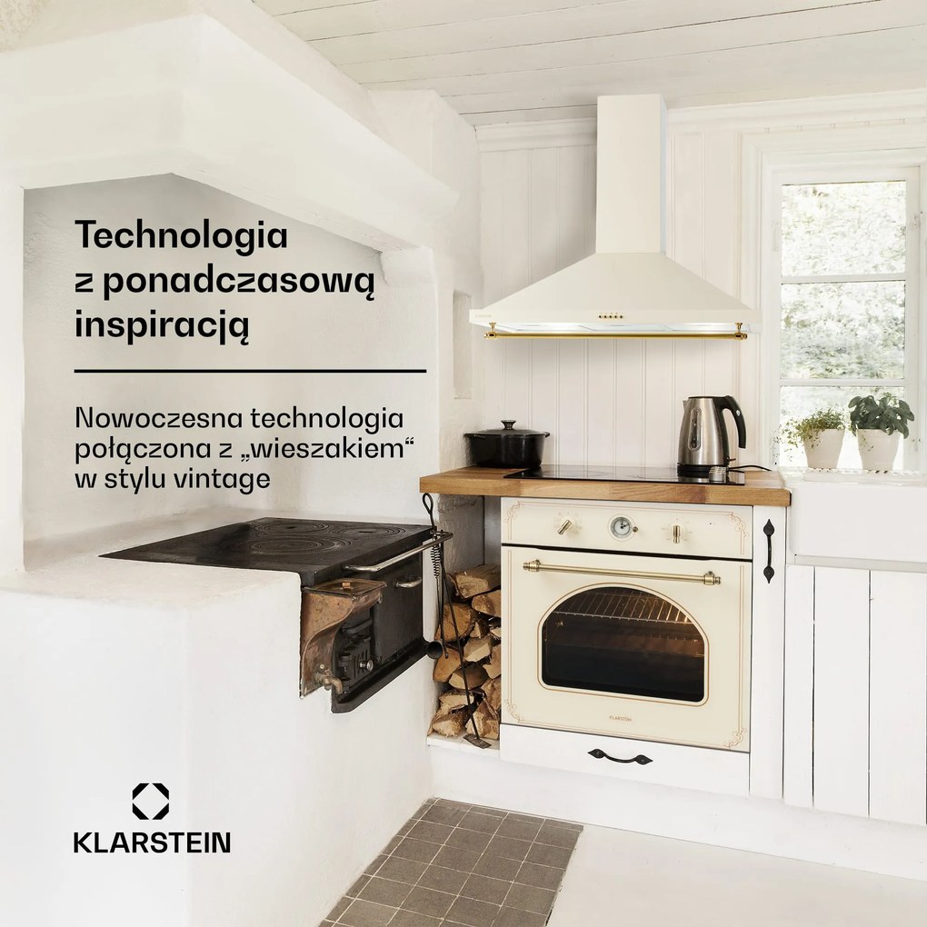 Klarstein Montblanc 599.2m³/h 90cm Okap Retro Krem