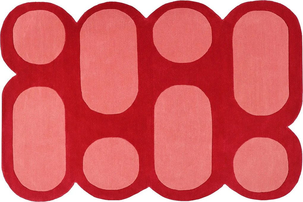 Dywan 100% wełna tuftowany ręcznie - Wiśniowo-czerwony i różowy - 160 x 230 cm - 2100g/m² - NOLERA