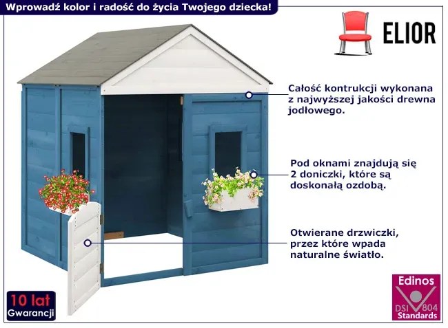Niebieski ogrodowy domek dla dzieci D9-S08
