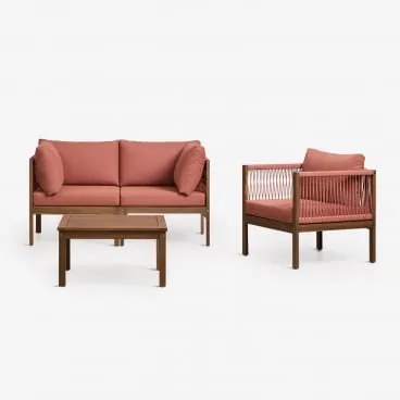 Zestaw Ogrodowy Z 2-częściową Modułową Sofą Z Podłokietnikami, Fotelem I Stolikiem Kawowym Z Drewna Akacjowego Branson - Sklum