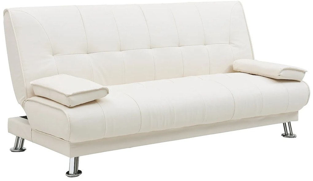 Kanapa z prostym mechanizmem rozkładania MAXIME z ekoskóry - Kolor: biały