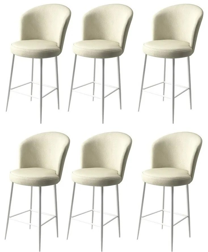 Zestaw krzeseł barowych Alte Cream and White, 6 szt., 6 szt.