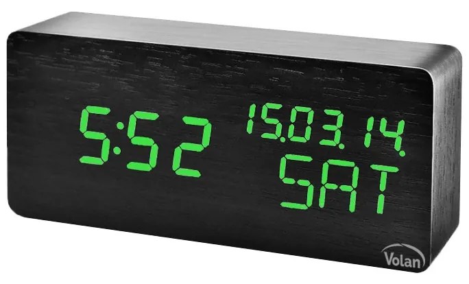 Zegar budzik drewniany led elektroniczny cyfrowy stojący - termometr + data