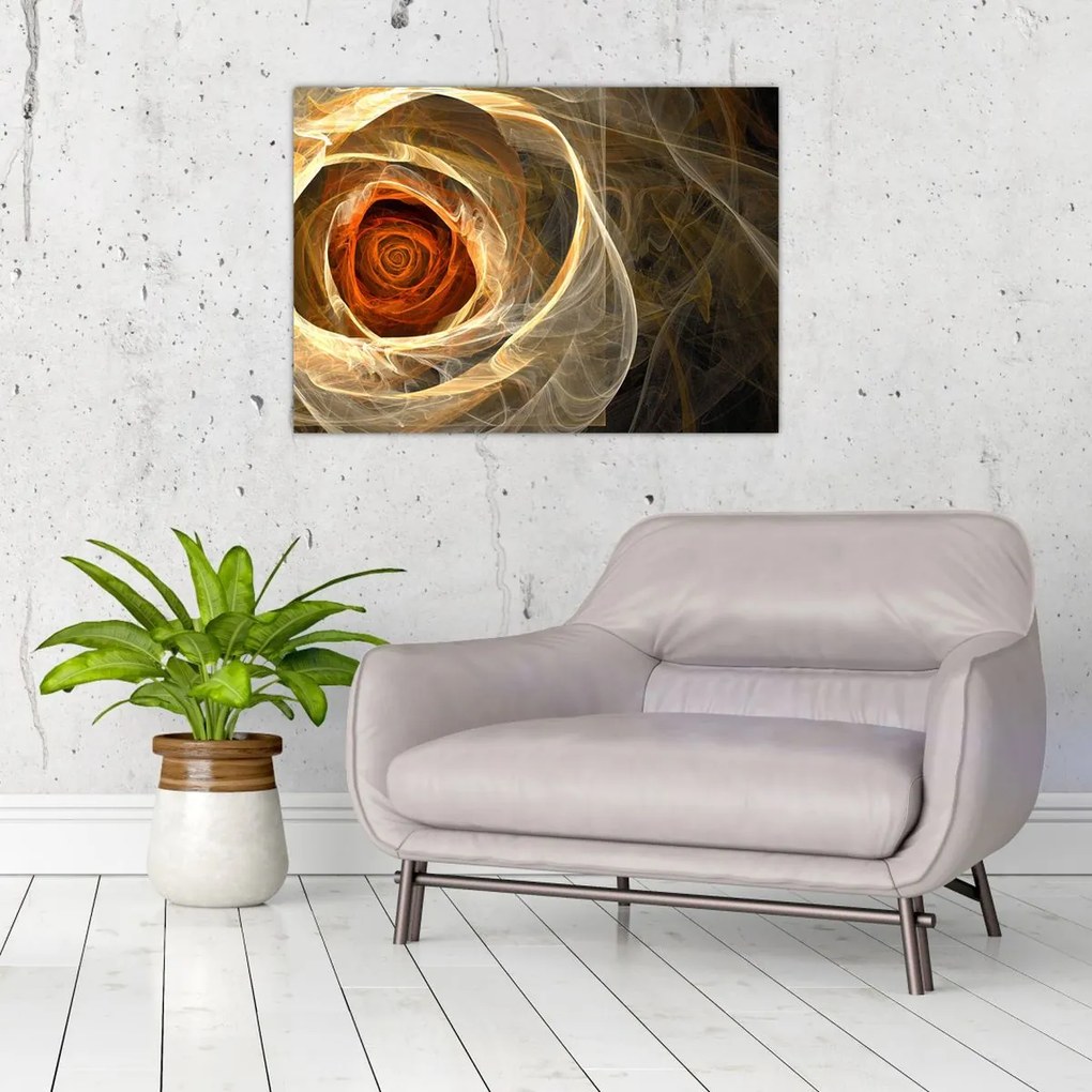 Obraz na szkle - Abstrakcyjne róże w ognistych kolorach (70x50 cm)