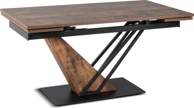 Stół Rozkładany Prostokątny REX 160-220 cm Dąb Rustykalny/Czarny do Jadalni Loft
